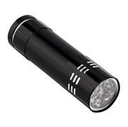 UV LED lygte / Ravlygte med 9 dioder. Aluminium